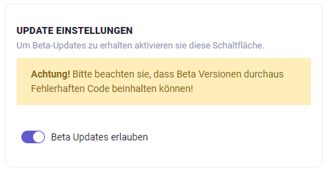Beta Update erlauben